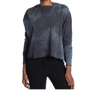 Abound Women's Hi-Low Lightweight Long Sleeve Hoodie Black Grey Tie Dye Size M